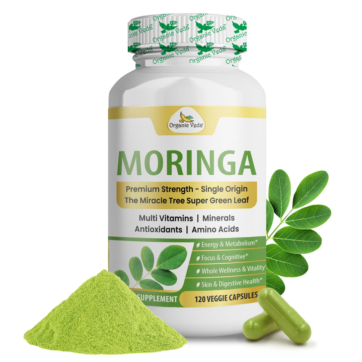 1000mg Organic Moringa Capsule 120 Vegan Capsule X720