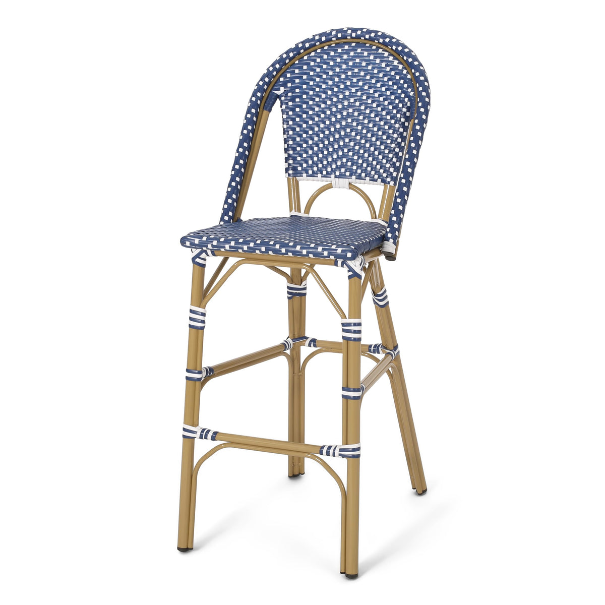 Set of 2 Teal Blue White Bar Stool with Aluminum P5747