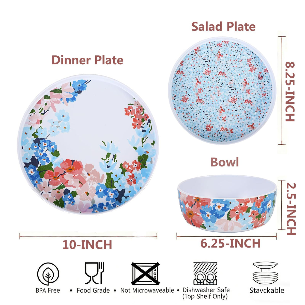 12 Pcs Melamine Dinnerware Set for 4 F543020