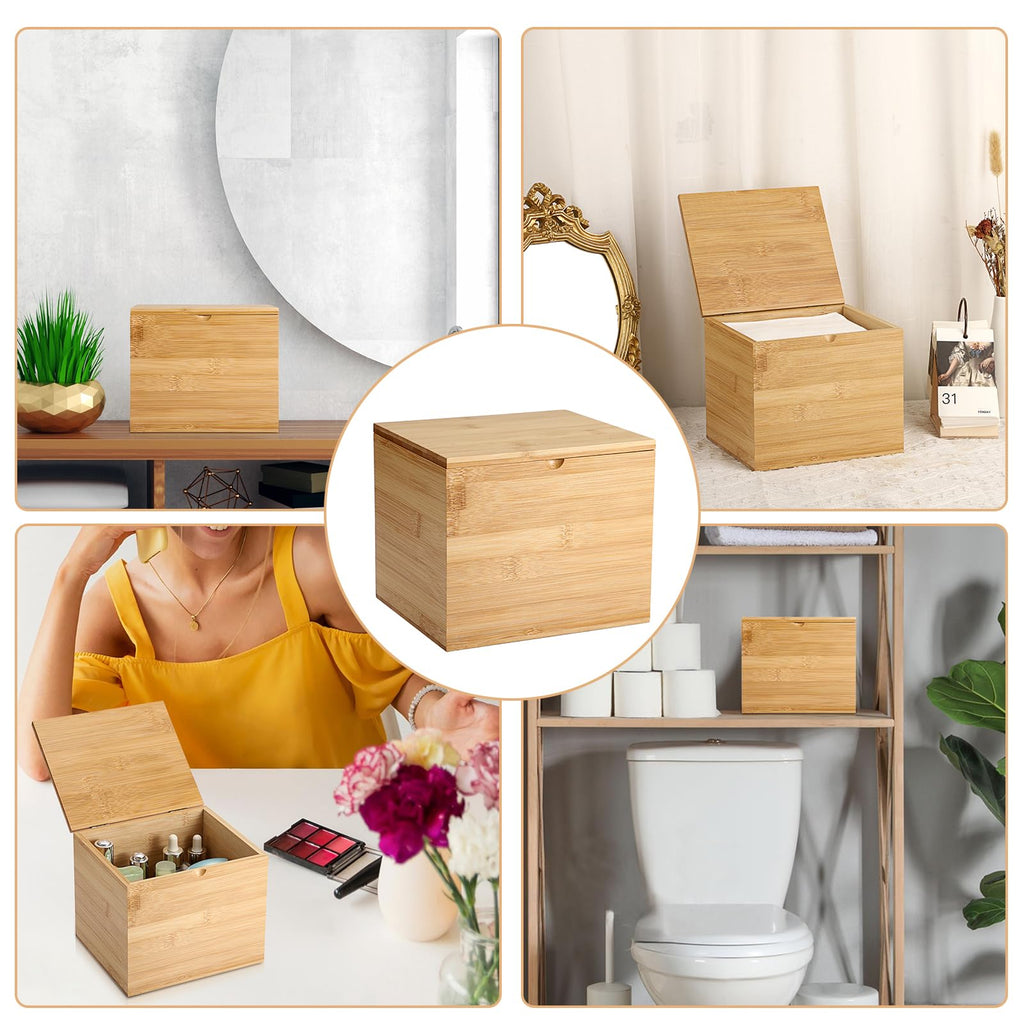 Bamboo Facial Towel Holder with Lid V105