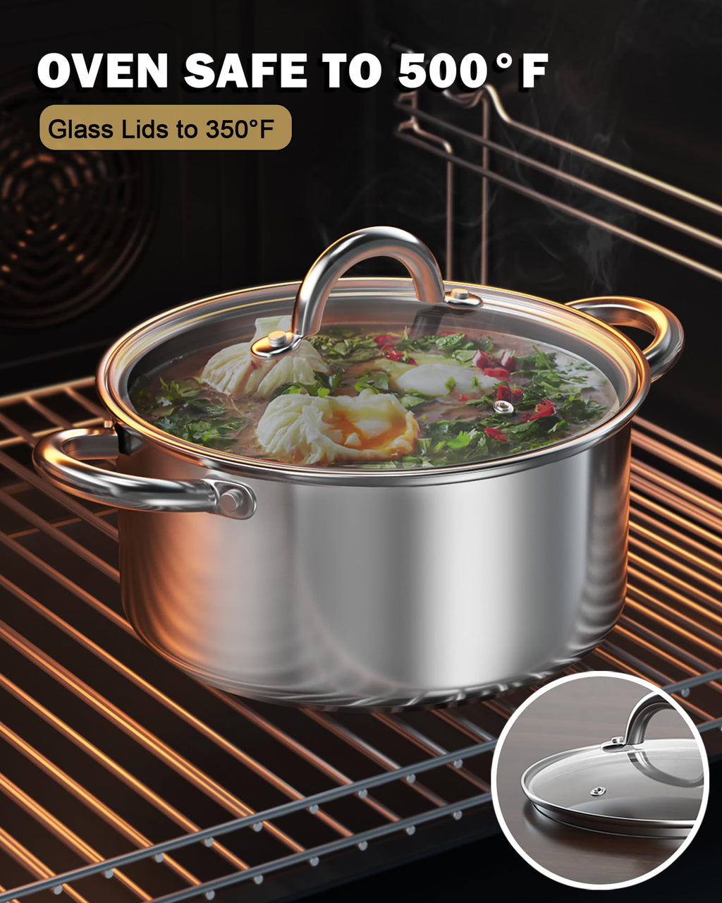 8 Quart Stainless Steel Stock Pot with Lid W1811