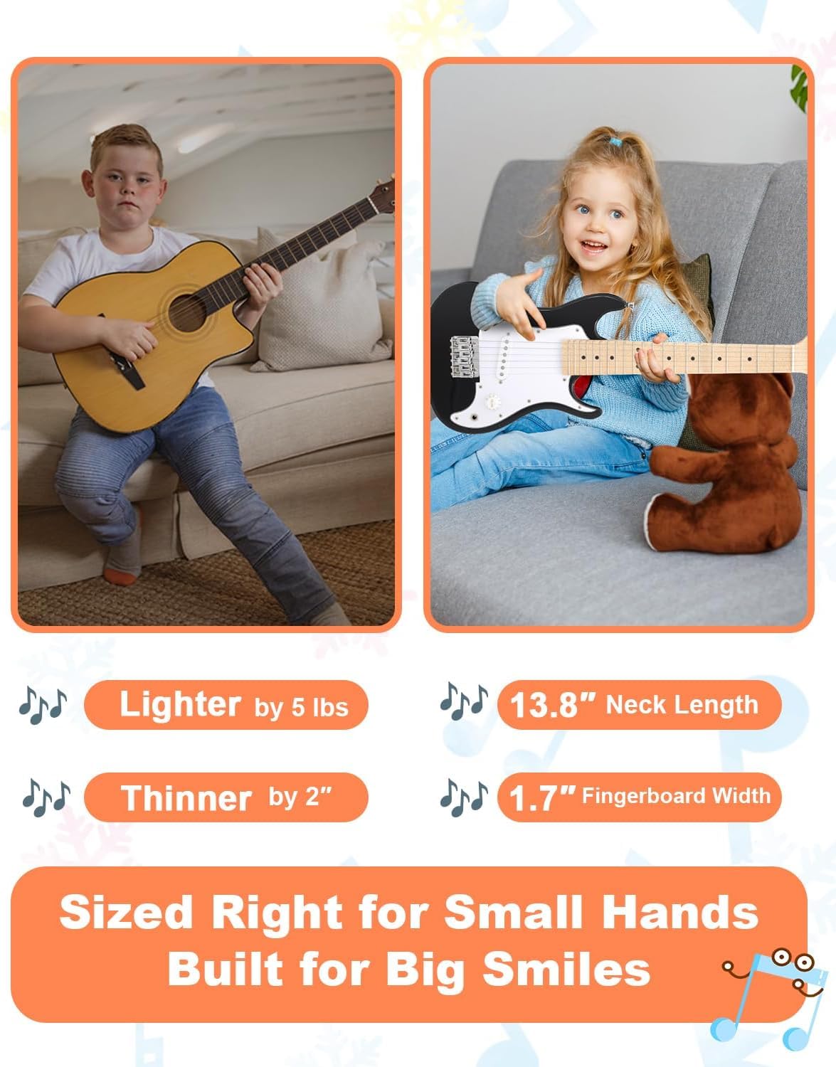 30 Inch Kids Electric Guitar Kit with 5W Amp Black Q819153