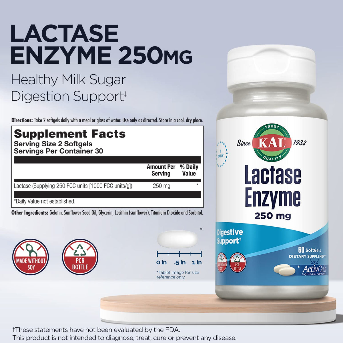 Lactase Enzyme 250 mg 60 SoftGels F968768