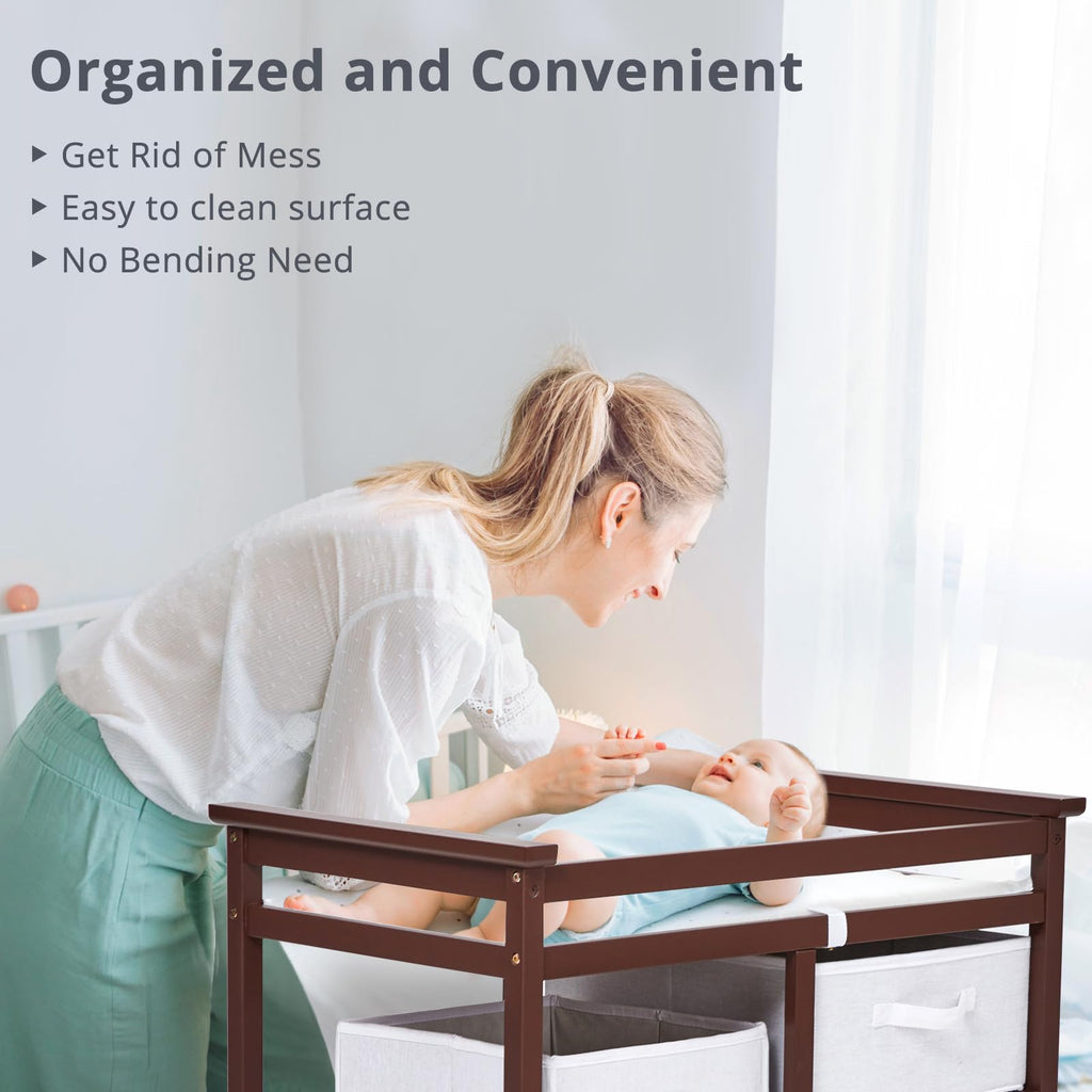 Modern Baby Changing Table with Laundry Hamper & 3 Drawers P9402