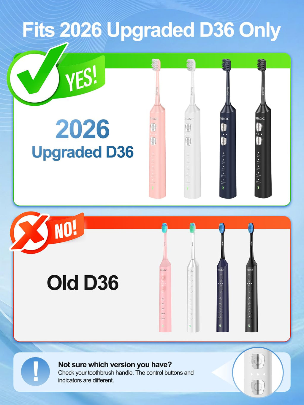 Electric Toothbrush Replacement Brush Heads 2-Pack Black D926