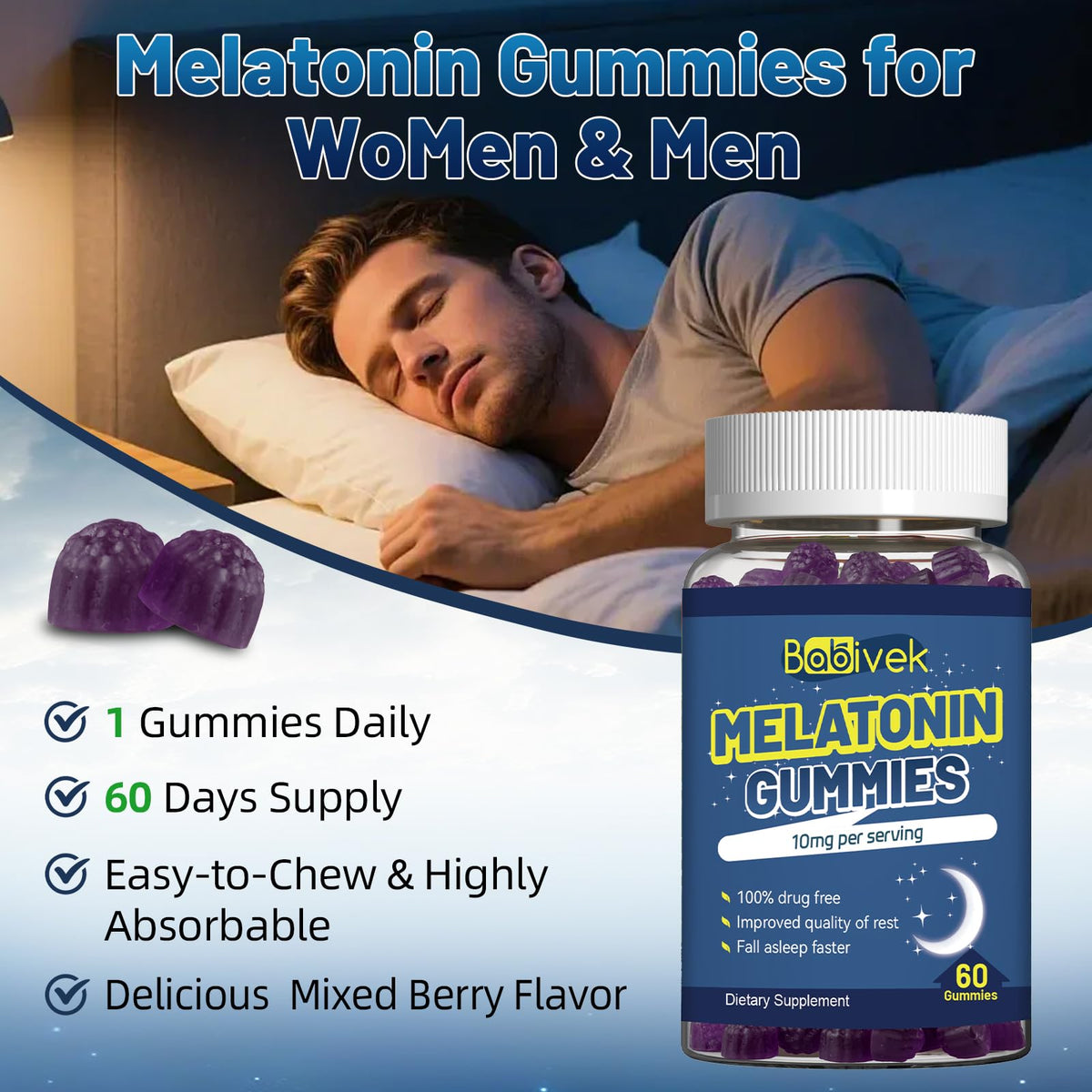10mg Melatonin Gummies 60 Count L79294