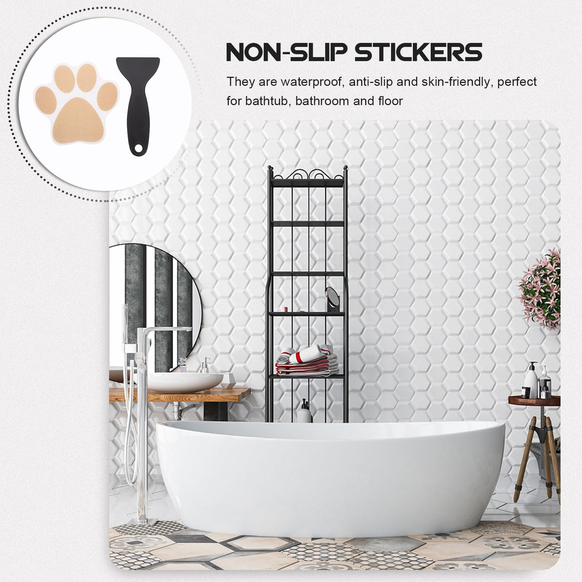 Dog Paw Non Slip Bathtub Stickers with Scraper R775920