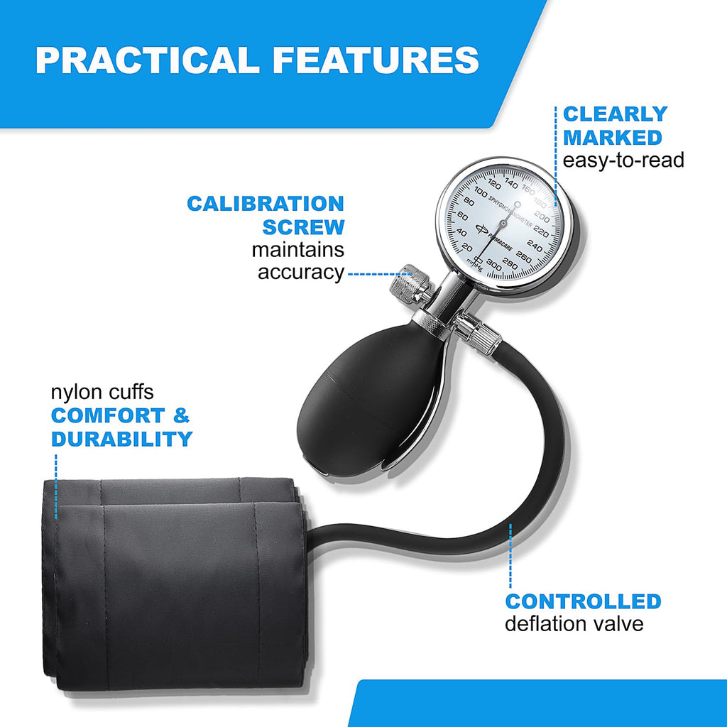 Aneroid Sphygmomanometer and Blood Pressure Cuff Set with 5 Sized Nylon Cuffs F721830