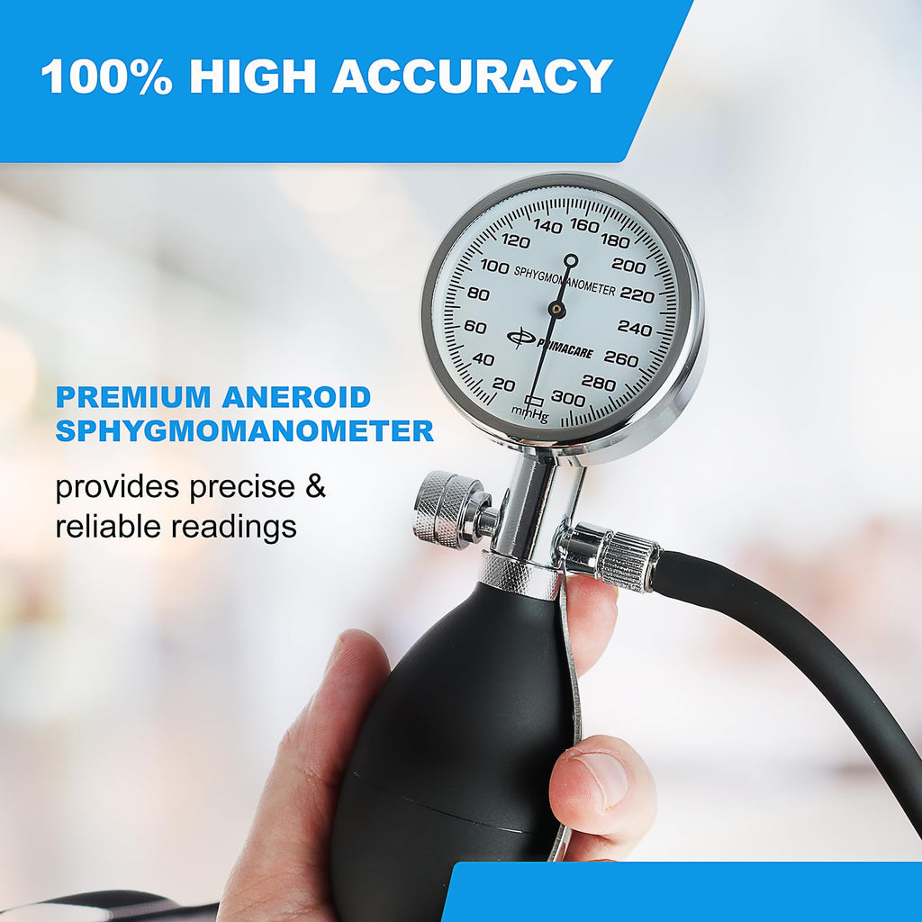Aneroid Sphygmomanometer and Blood Pressure Cuff Set with 5 Sized Nylon Cuffs F721830