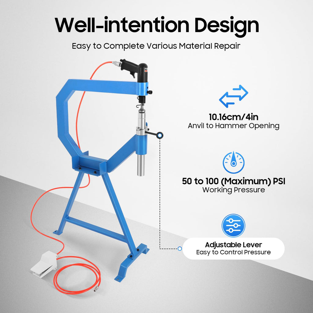 Pneumatic Planishing Hammer with Steel Frame Stand and Foot Pedal M7099