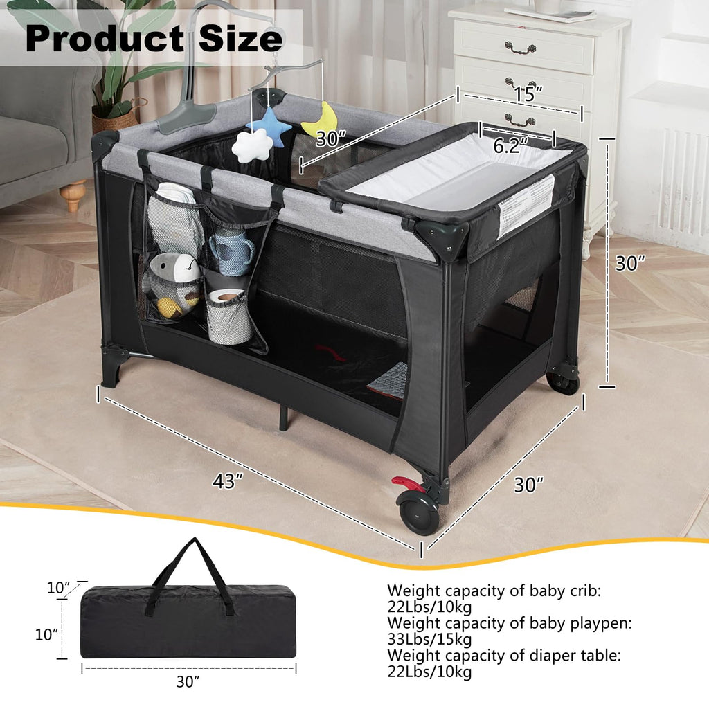 Black Baby Bassinet Playpen M302