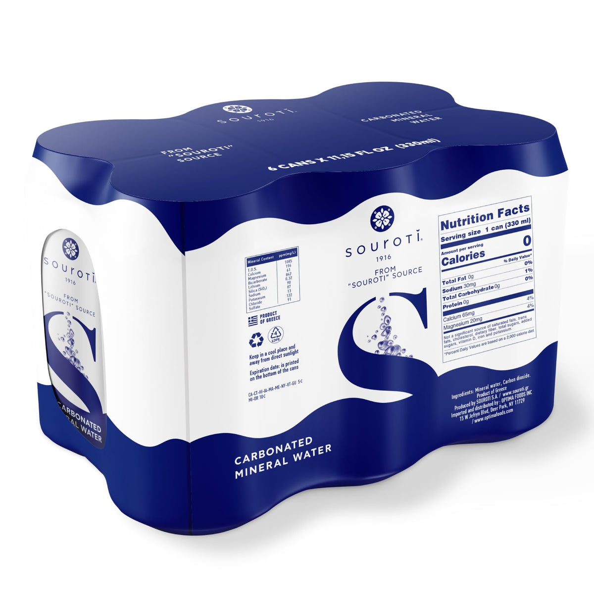 Unflavored Carbonated Mineral Water 6-Pack 330ml Tins L905887