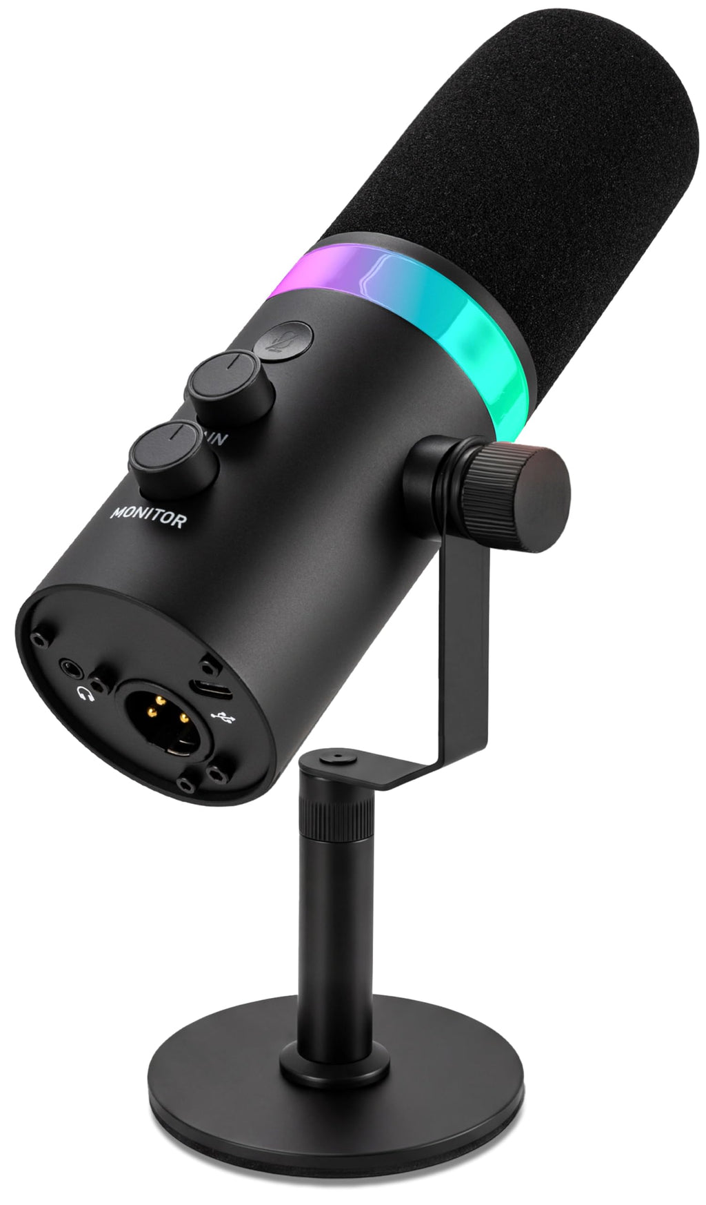 USB/XLR Cardioid Recording Microphone with RGB Lighting and Desktop Stand Q834050