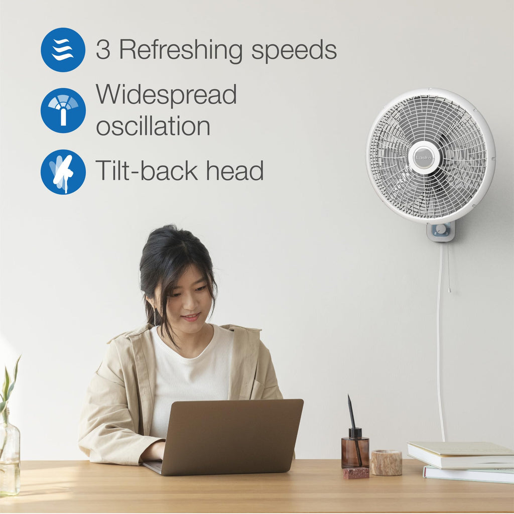 16" 3-Speed Oscillating Wall Mount Fan W7683