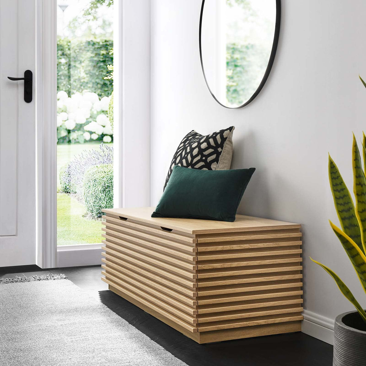 Oak Wood Grain Storage Bench N23800