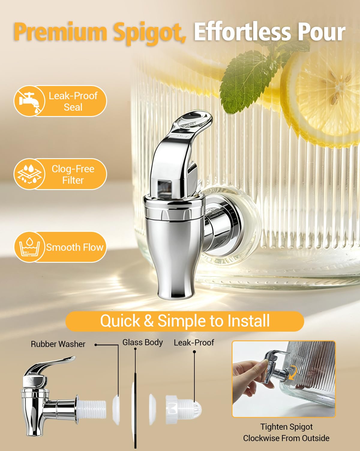 2 Pack 1 Gallon Glass Drink Dispensers with Stand O5947