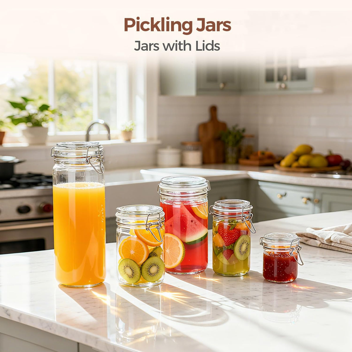 16 oz Glass Jars with Airtight Lids 6 Pack P861664