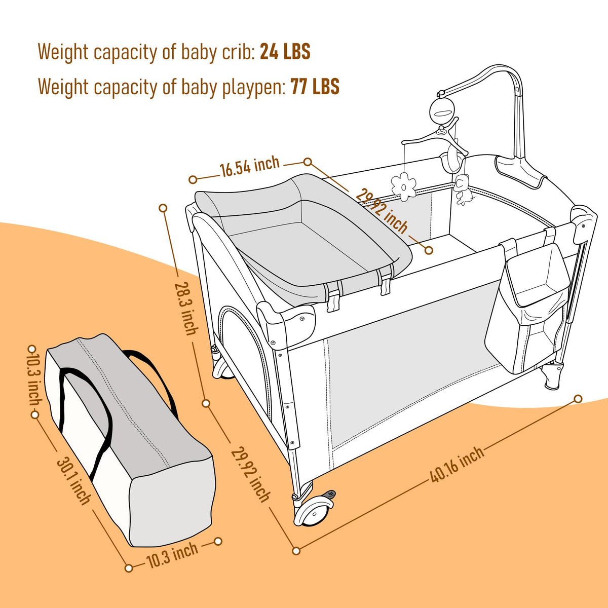 5-in-1 Convertible Baby Crib Bassinet Playpen Y480