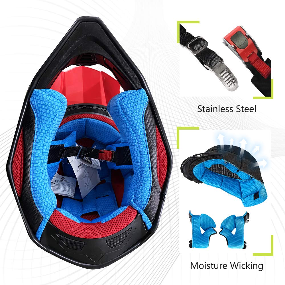 Adult Dirt Bike Helmets ATV Motocross Helmet with Camera Mount DOT Red Black M I82625