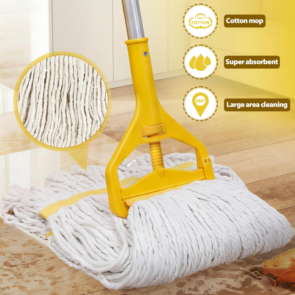 33 Qt Mop Bucket with Side-Press Wringer and Cotton Mop A343225