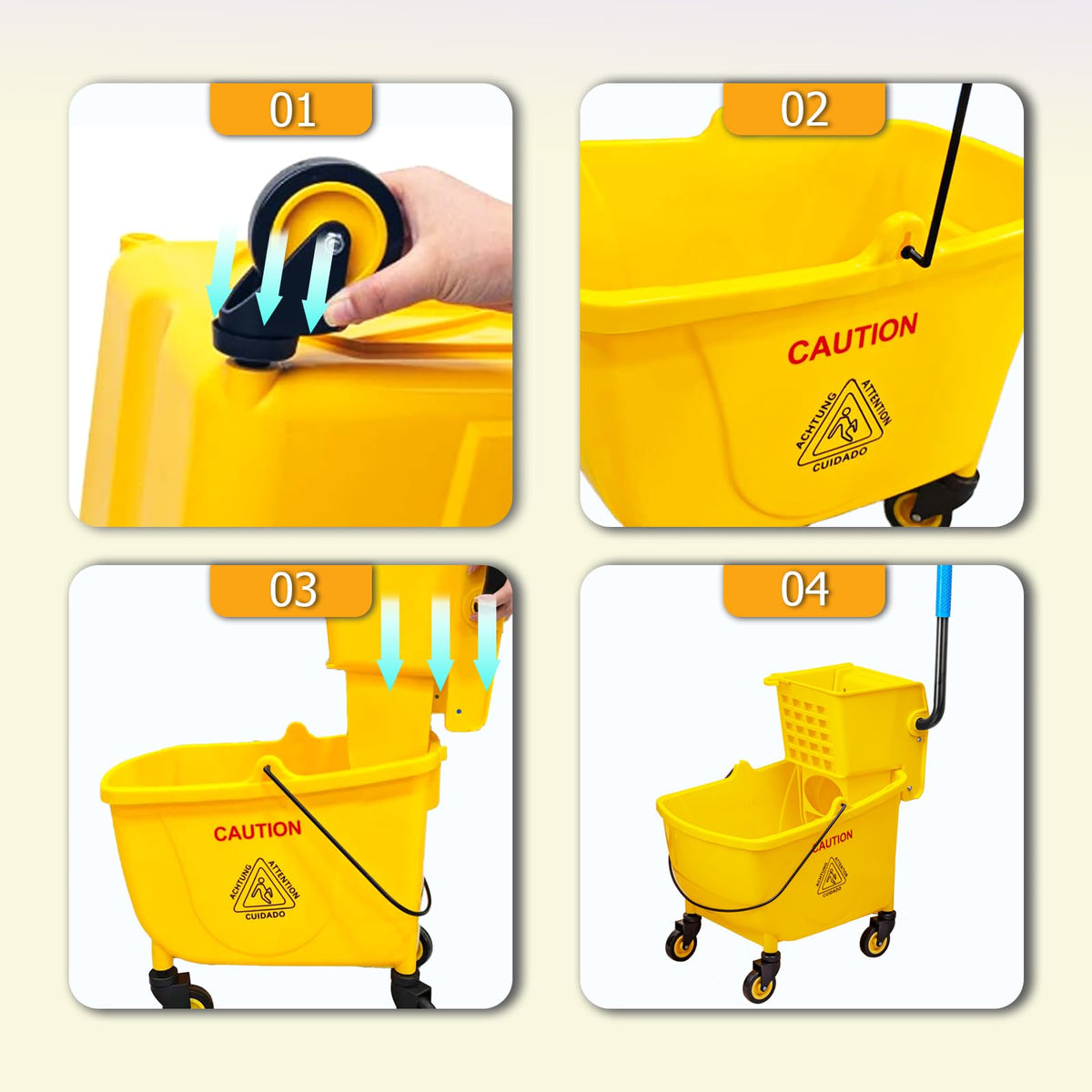 33 Qt Mop Bucket with Side-Press Wringer and Cotton Mop A343225