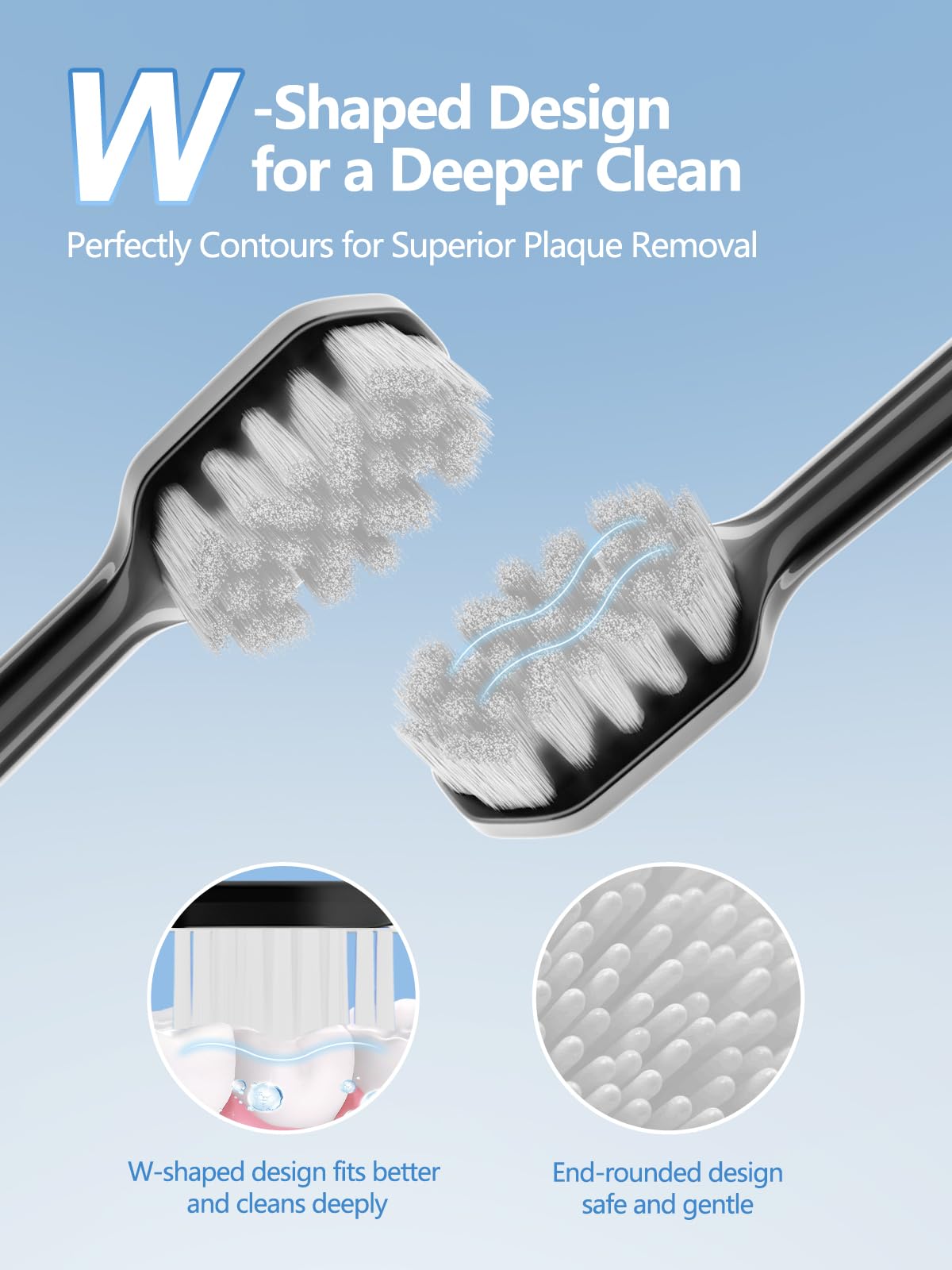 Electric Toothbrush Replacement Brush Heads 2-Pack Black D926