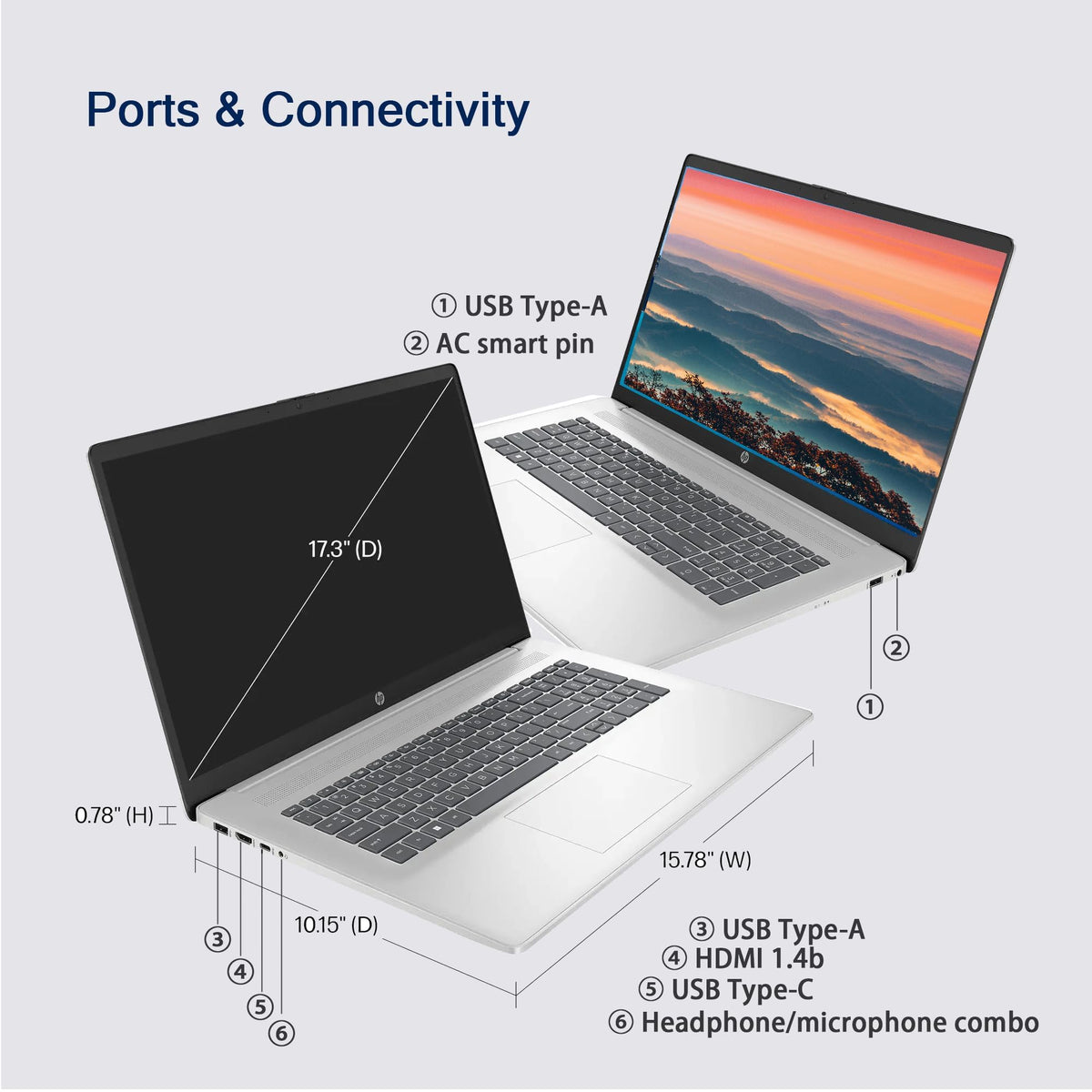 17.3" FHD Laptop, 16GB RAM, 1TB SSD, AMD Ryzen 5, Windows 11 Home, Silver B65003
