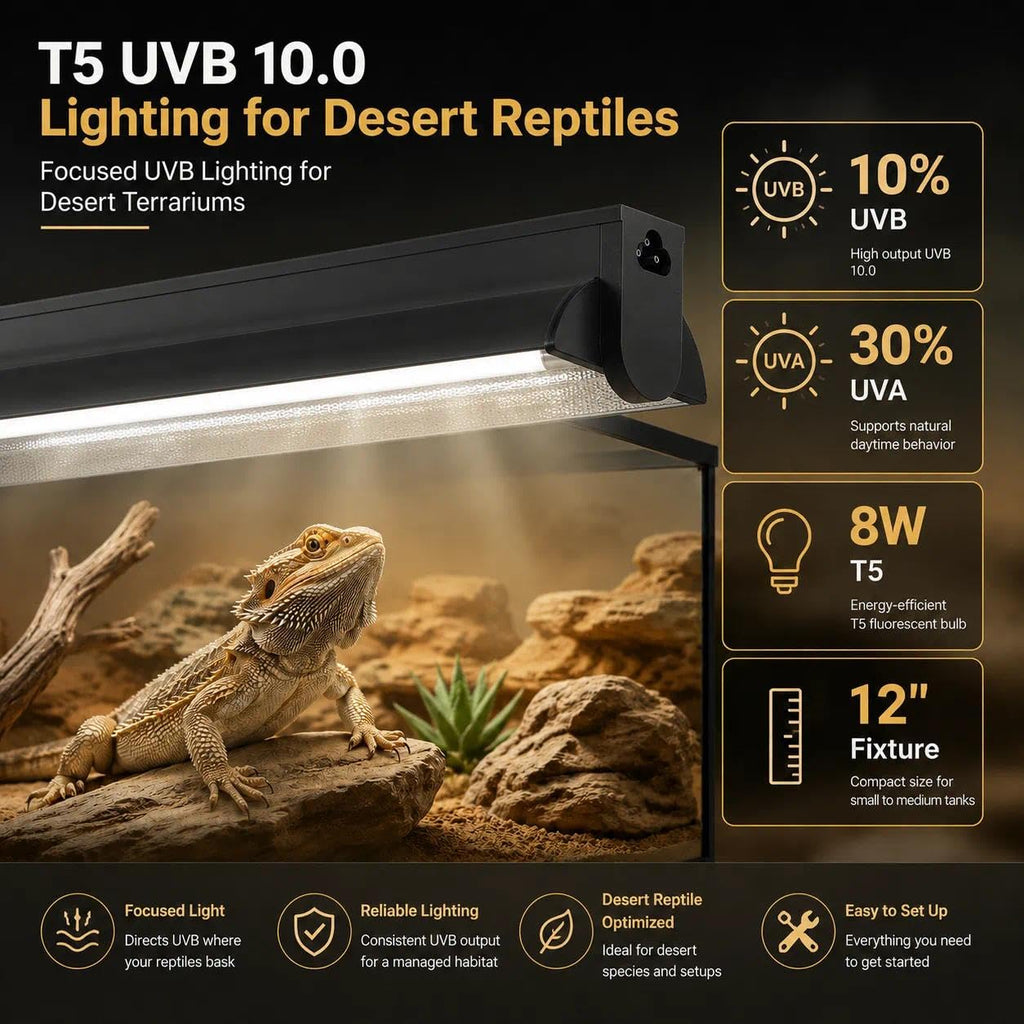 8W 10.0 12 Inch T5 UVB Reptile Light Fixture with Bulb M25242