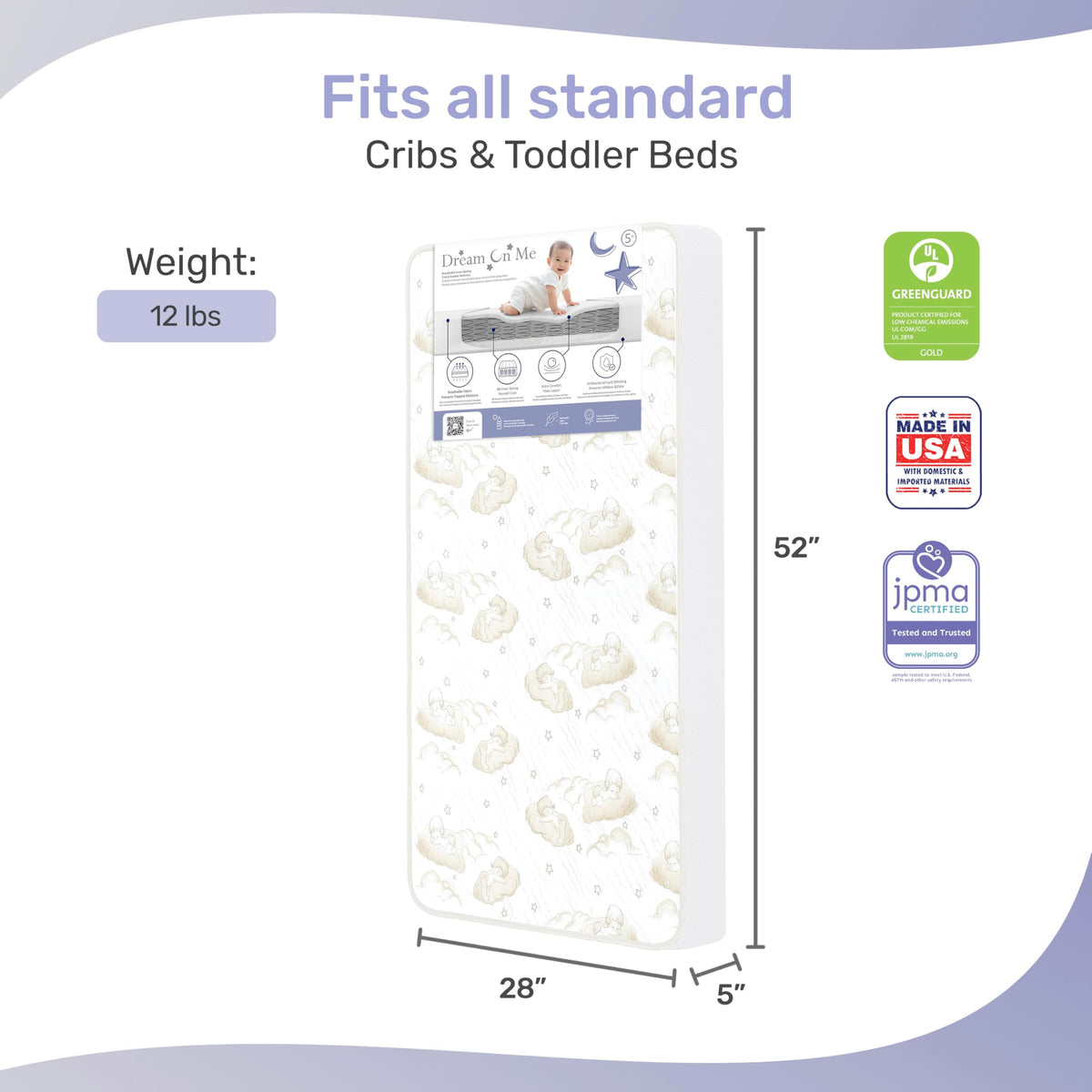 2-in-1 Breathable Spring Coil Crib & Toddler Mattress M82191