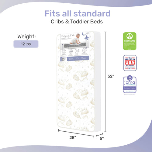 2-in-1 Breathable Spring Coil Crib & Toddler Mattress M82191
