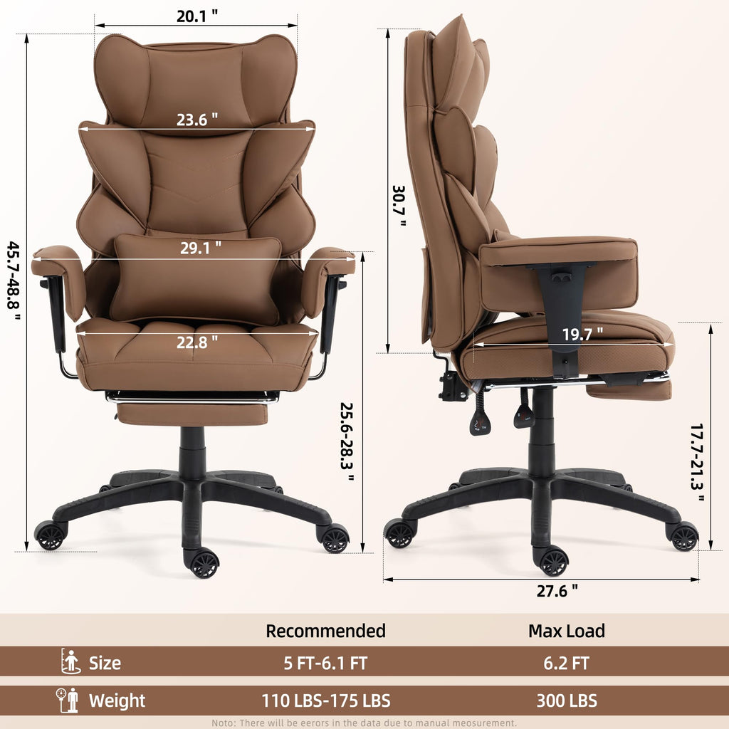 Brown Ergonomic Office Chair with Footrest K7467