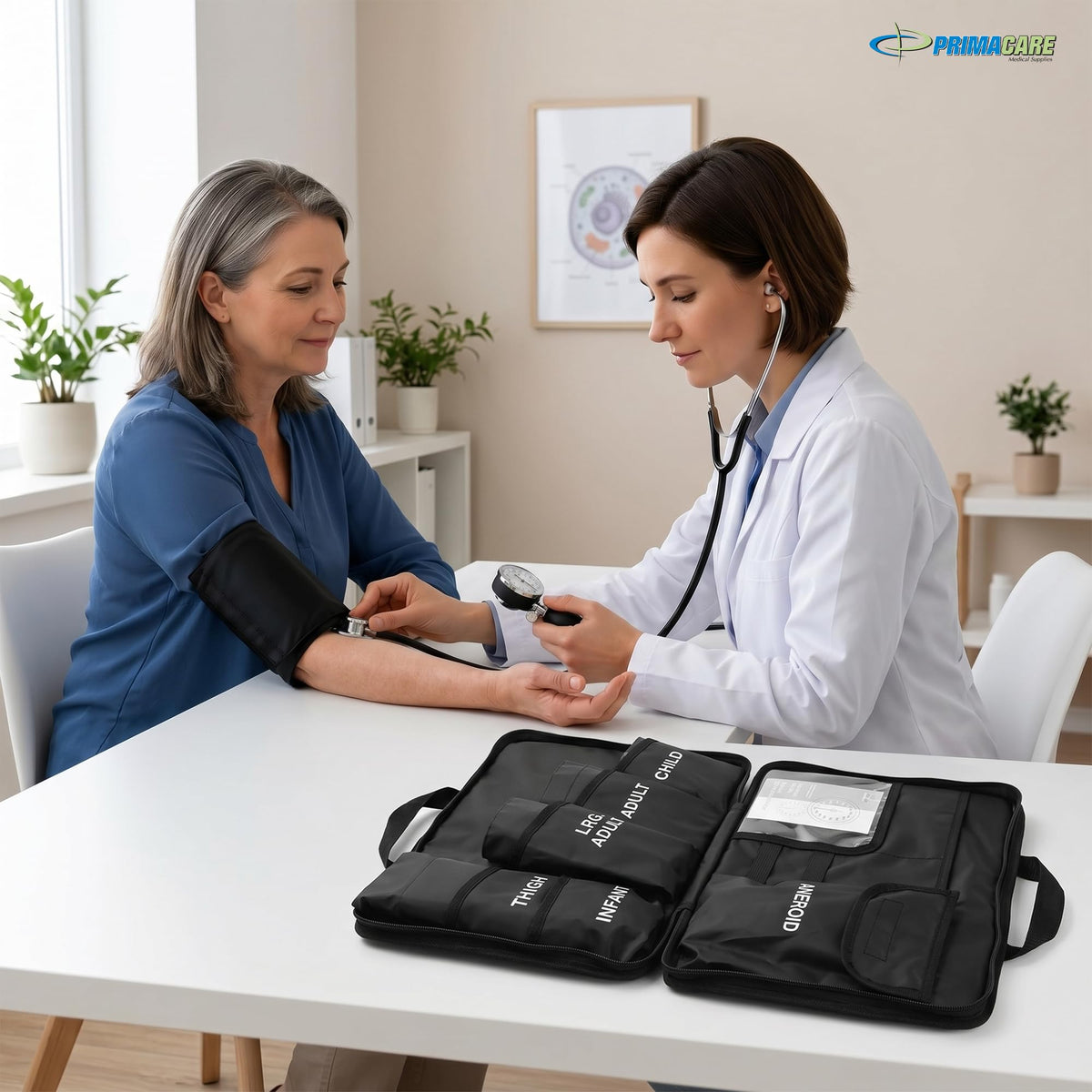 Aneroid Sphygmomanometer and Blood Pressure Cuff Set with 5 Sized Nylon Cuffs F721830
