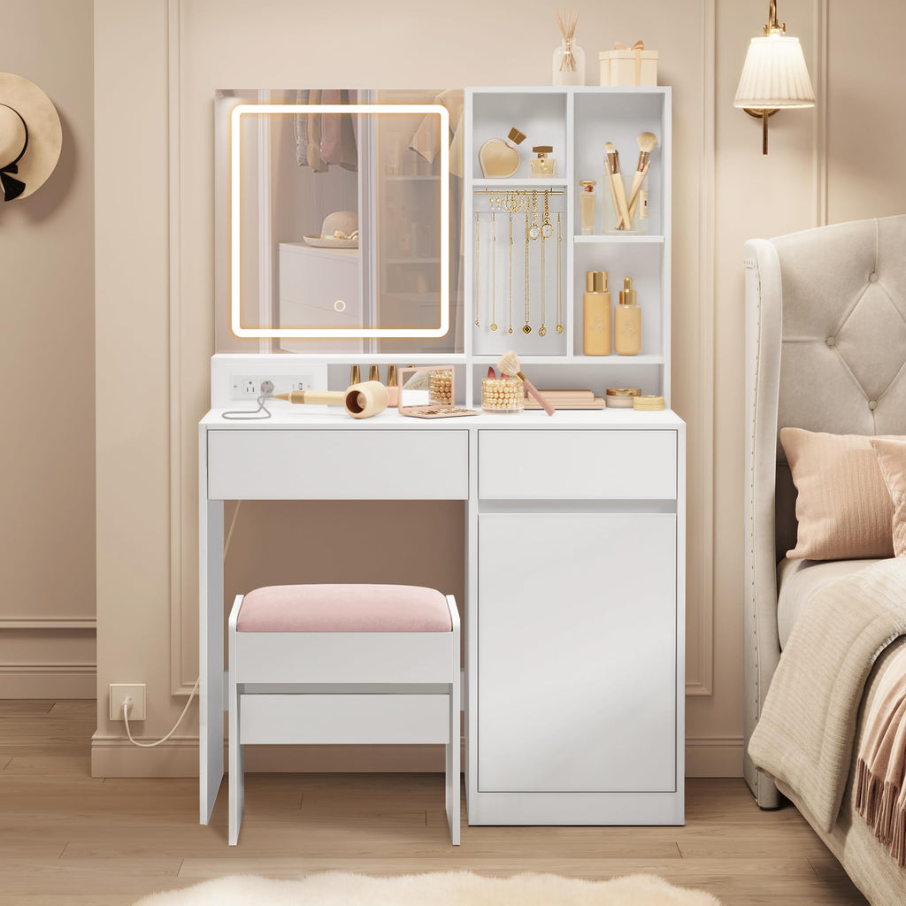 Vanity Desk with Mirror and Lights R496203