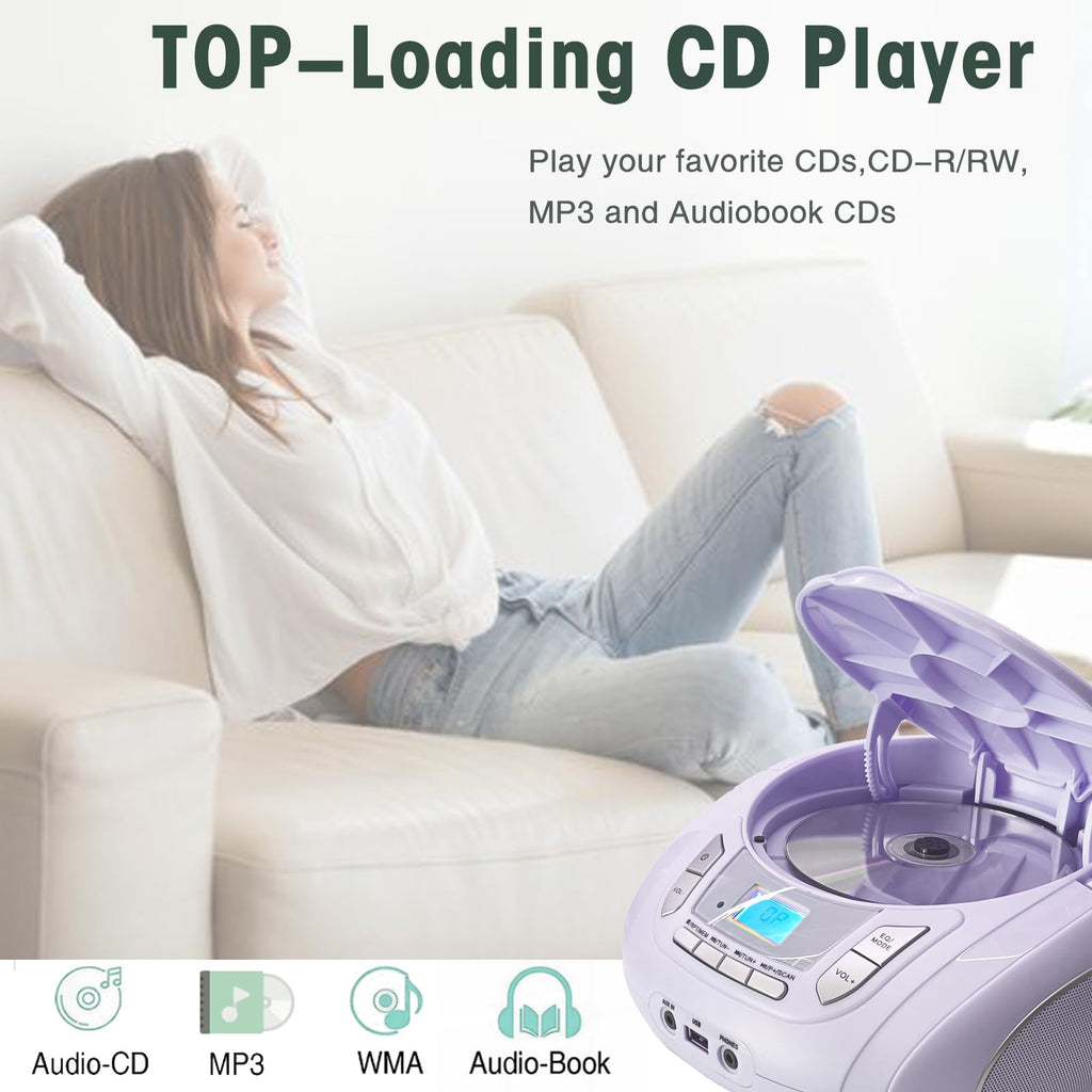 Portable CD Player with Bluetooth FM Radio USB MP3 R553