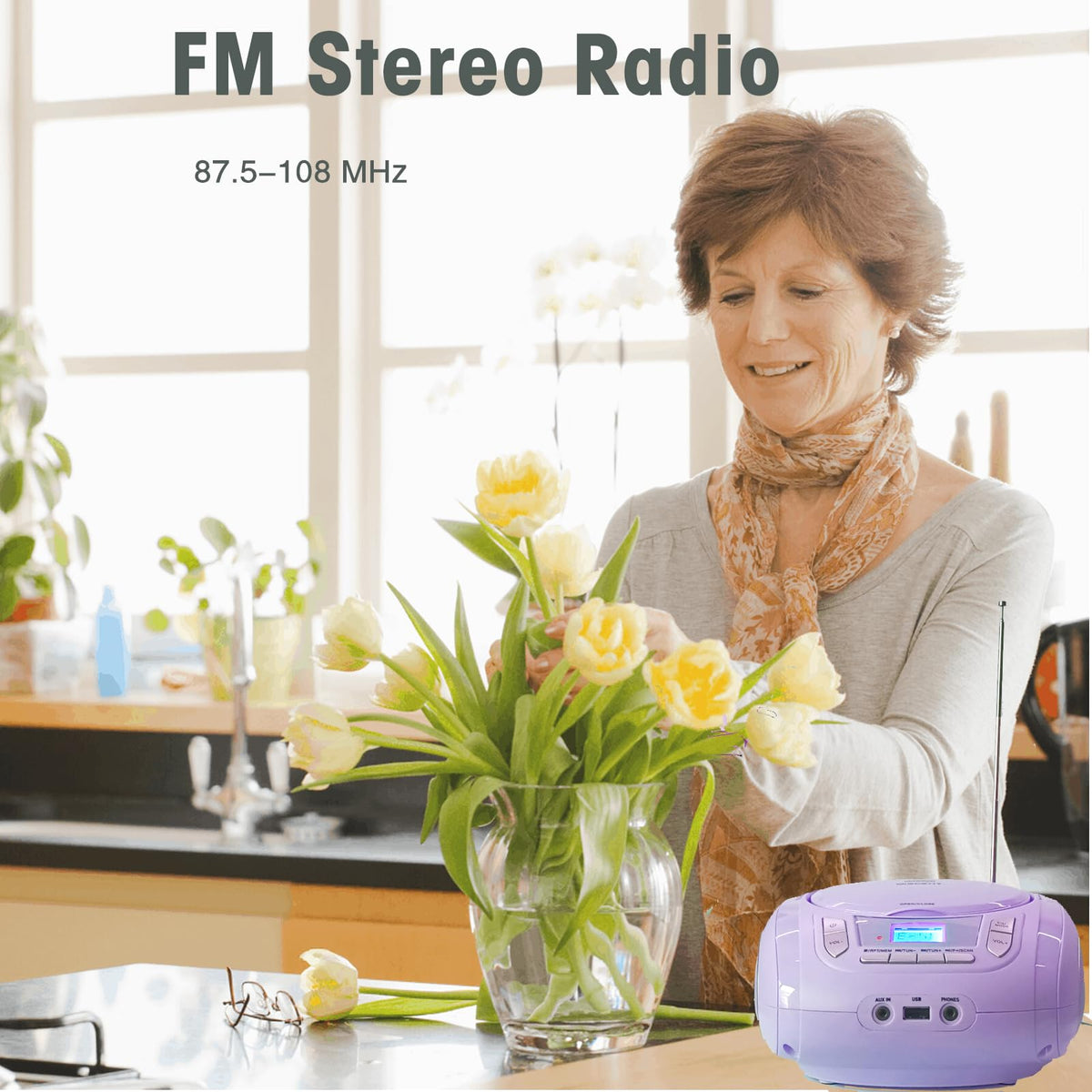 Portable CD Player with Bluetooth FM Radio USB MP3 R553