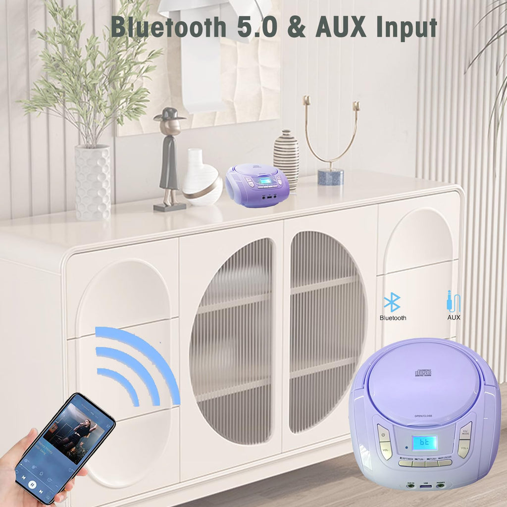 Portable CD Player with Bluetooth FM Radio USB MP3 R553