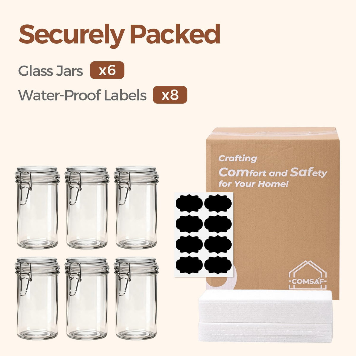 16 oz Glass Jars with Airtight Lids 6 Pack P861664
