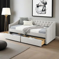 Twin Linen Upholstered Daybed with 2 Storage Drawers F1026
