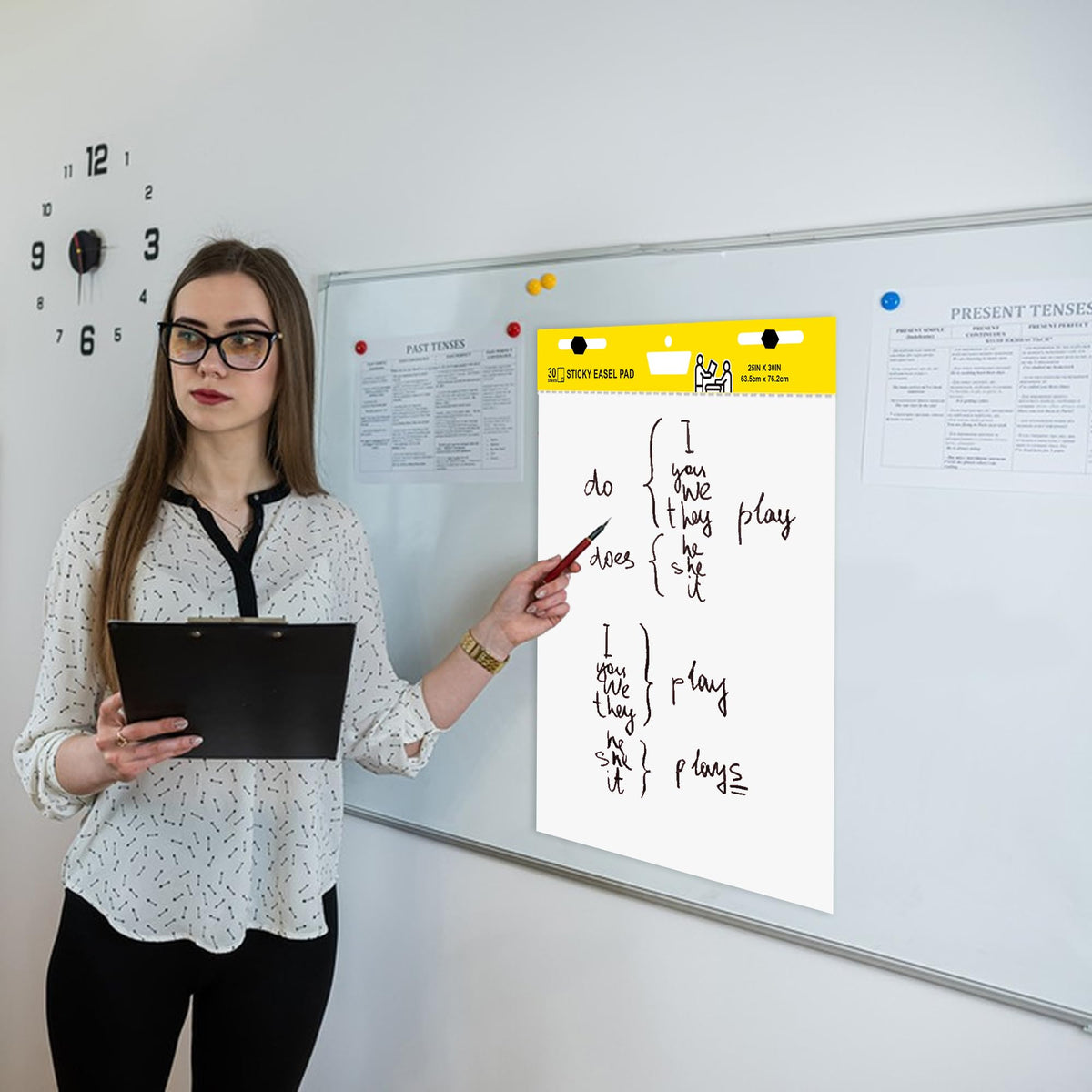 Self Stick Flip Chart Paper 25 in x 30 in 30 Sheets 4 Pad Pack White Y967130