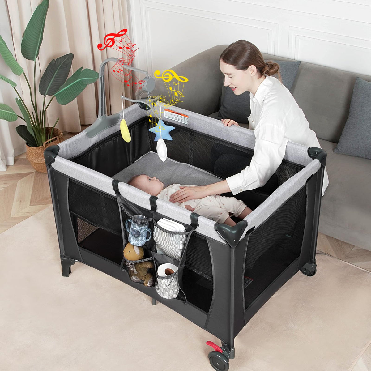 Black Baby Bassinet Playpen M302