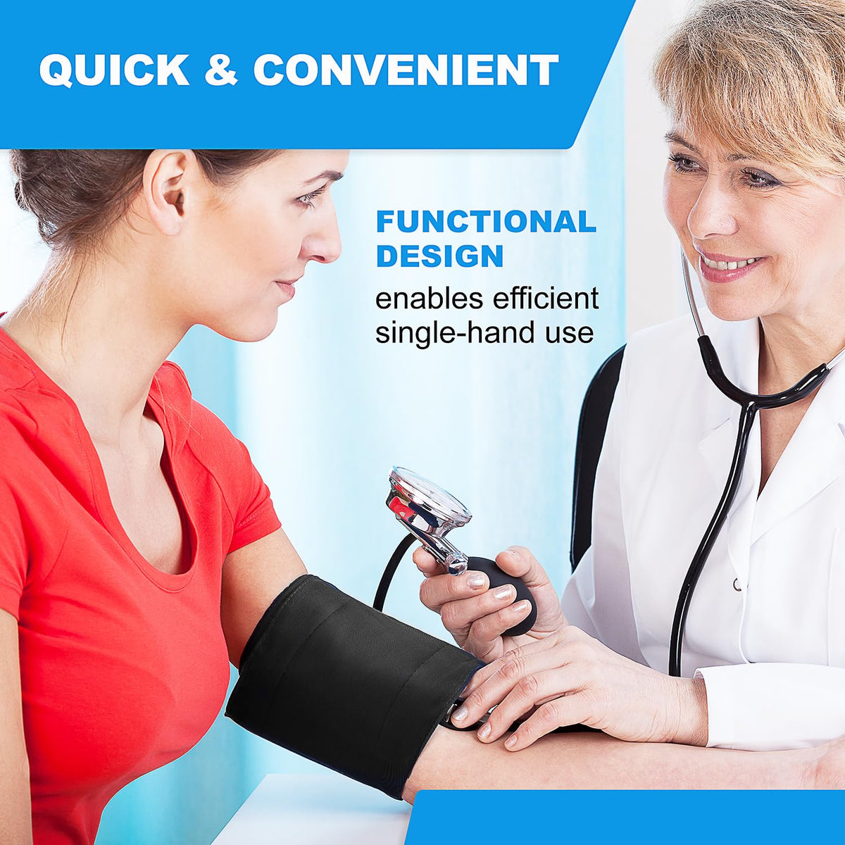 Aneroid Sphygmomanometer and Blood Pressure Cuff Set with 5 Sized Nylon Cuffs F721830