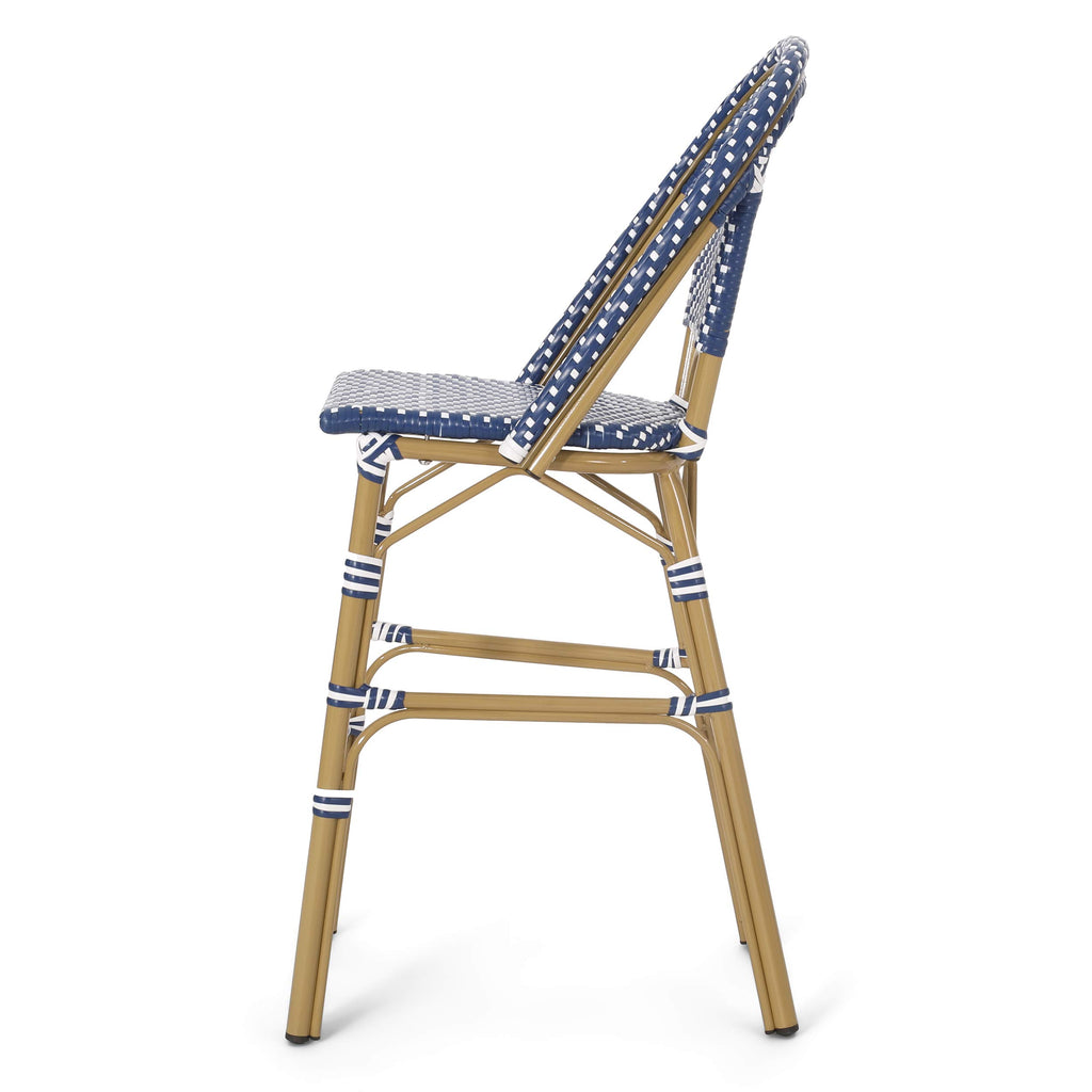 Set of 2 Teal Blue White Bar Stool with Aluminum P5747