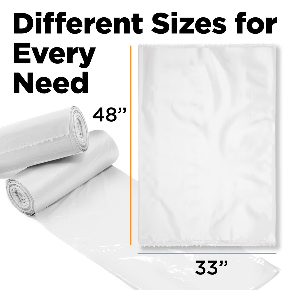 42 Gallon Clear Trash Bags 50 Count 3 Mil B841573
