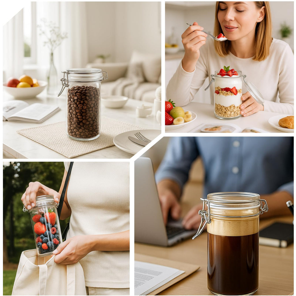 8 PCS 16 oz Glass Jars with Airtight Lid L804585