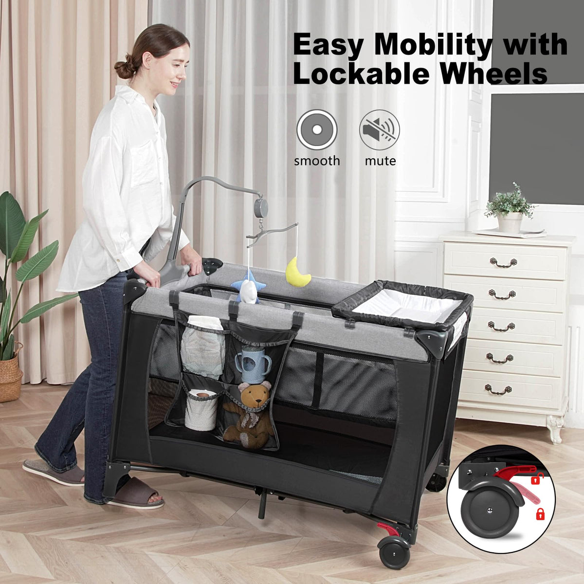 Black Baby Bassinet Playpen M302