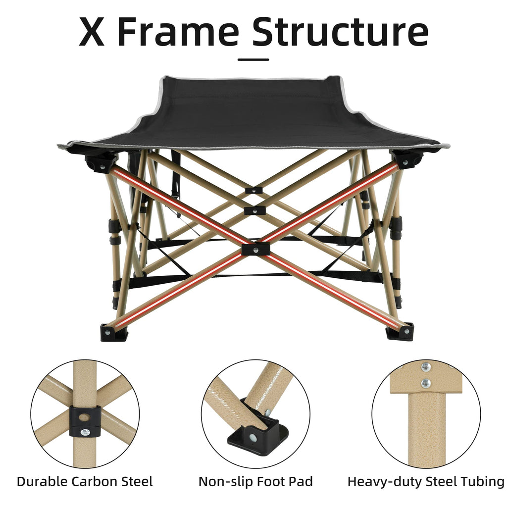 Portable Camping Cot Extra Wide with Thick Mattress Grey H75617