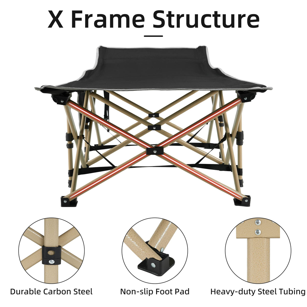 Portable Camping Cot Extra Wide with Thick Mattress Grey H75617