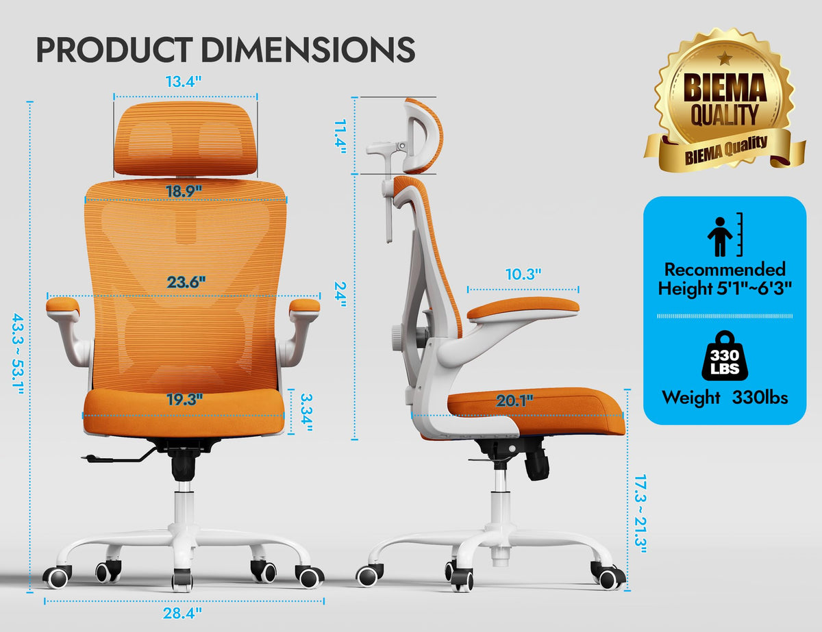 Ergonomic Mesh Office Chair with Headrest I38340