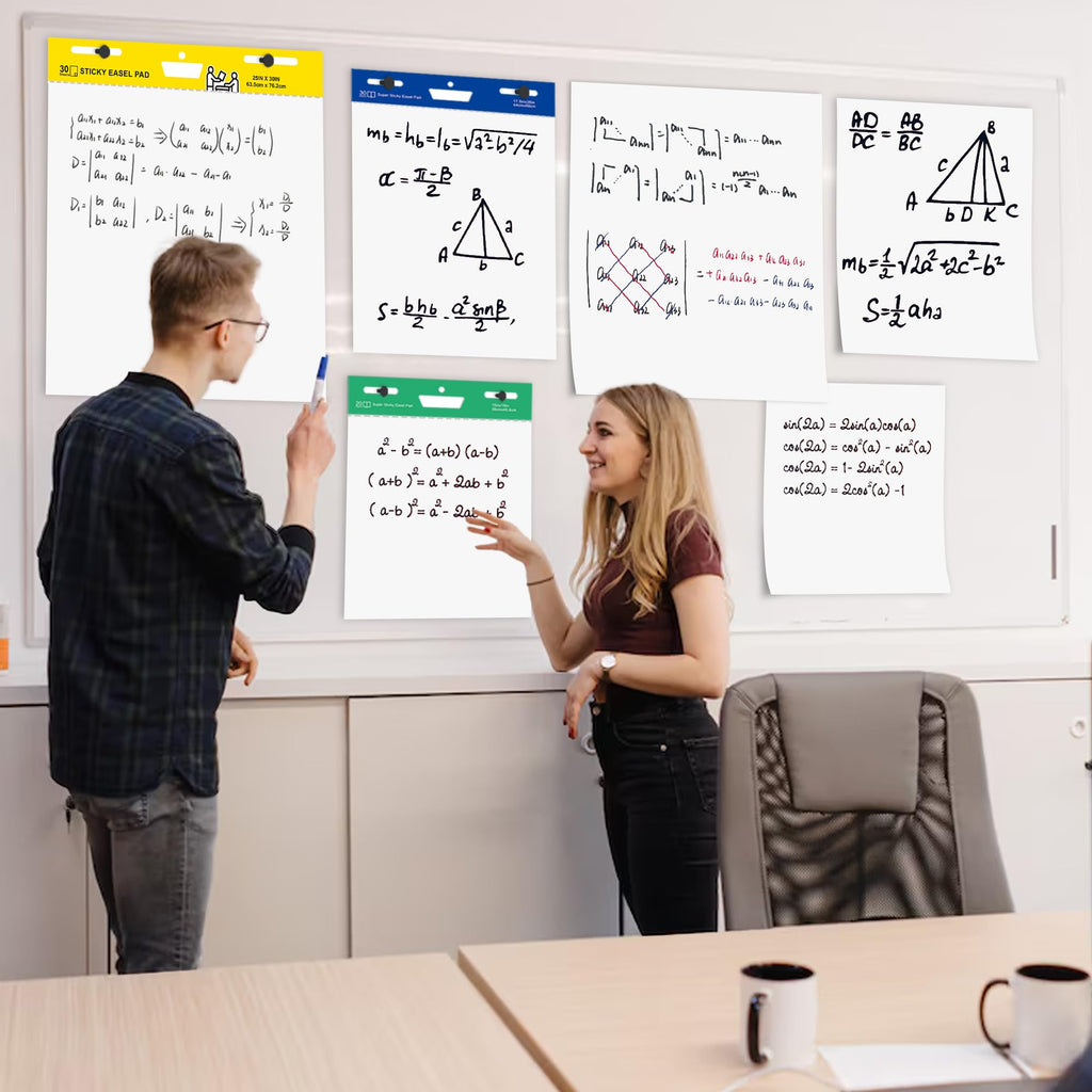 Self Stick Flip Chart Paper 25 in x 30 in 30 Sheets 4 Pad Pack White Y967130