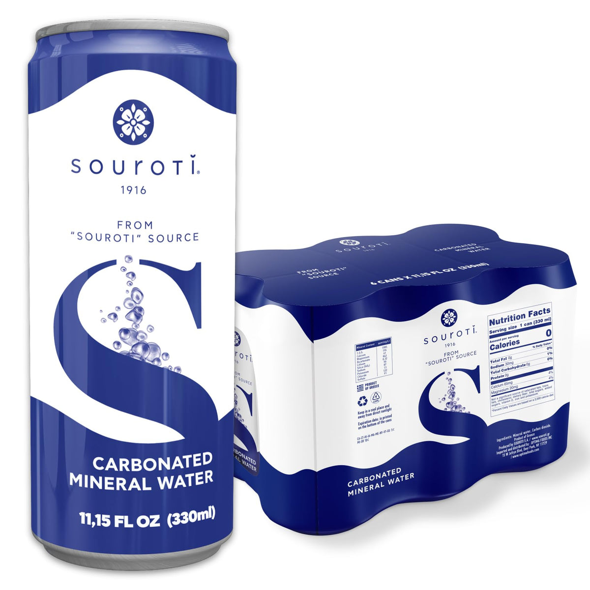 Unflavored Carbonated Mineral Water 6-Pack 330ml Tins L905887